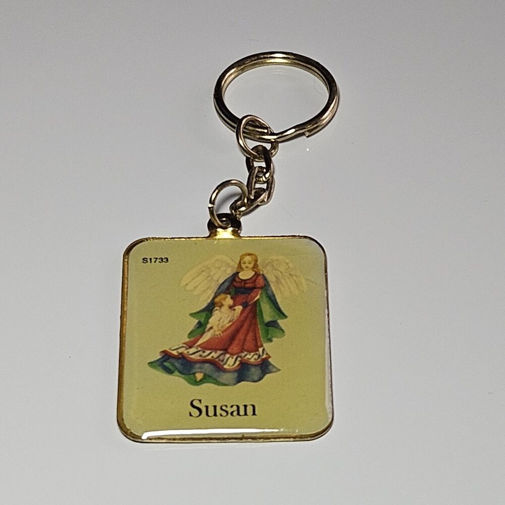 Vintage Angel & Child Design Keychain - Personalized Susan